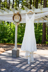 Wedding Dress Hanging Outdoors