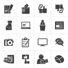 Black Voting and elections icons - vector icon set