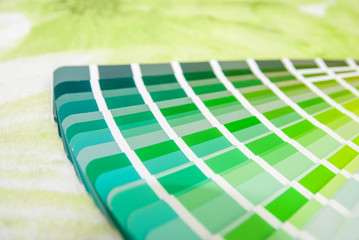 Abstract background of green color swatches