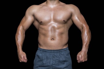 Fototapeta na wymiar Mid section of a bodybuilder man