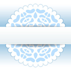 Christmas papercut doily snowflake greeting card template in