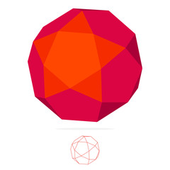 Abstract vector polygon logo. Low poly sphere.