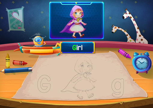 Martian Class: G - Girl. Hello, I'm Little Martian. I just open a class for all Martians to learn English. Will you join us? Watch, Learn, and use crayons Coloring it so you can Remember Better!
