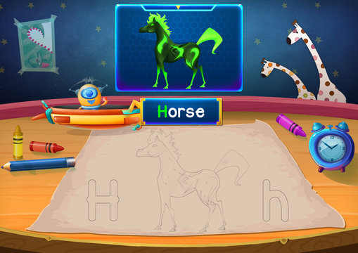 Martian Class: H - Horse. Hello, I'm Little Martian. I just open a class for all Martians to learn English. Will you join us? Watch, Learn, and use crayons Coloring it so you can Remember Better!
