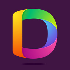 D letter one line colorful logo