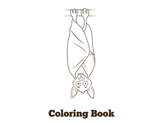 Coloring book forest animal bat cartoon