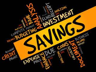 SAVINGS word cloud, business concept