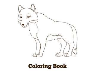 Coloring book forest animal wolf cartoon