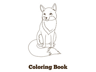 Coloring book forest animal fox cartoon