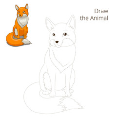 Draw the forest animal fox cartoon 