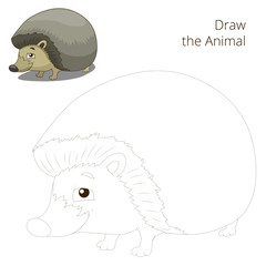 Draw the forest animal hedgehog cartoon 