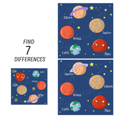 Educational game for children find differences 