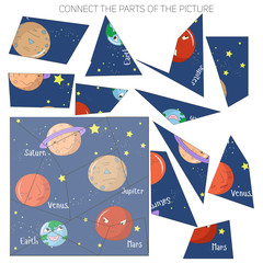 Educational game connect the parts of picture