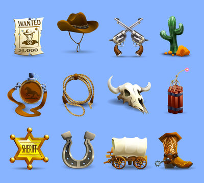  Wild West Icons Set 