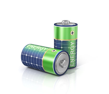 Concept of solar green energy. Solar Energy Batteries.