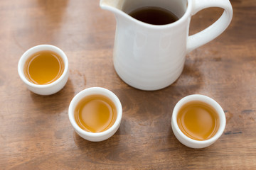 Cup of tea with teapot