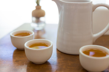 Cup of tea with teapot