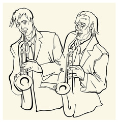 Musicans of jazz. Vector sketches. 