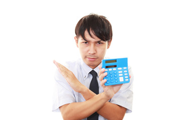 禁止の意思表示をするビジネスマン