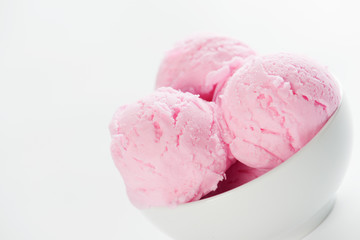 Pink ice cream with copy space