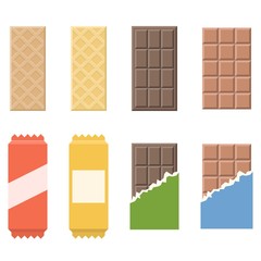 Vector chocolate and wafer icon, flat design