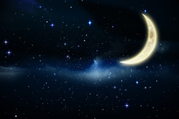 Fototapeta premium Crescent moon in the night sky