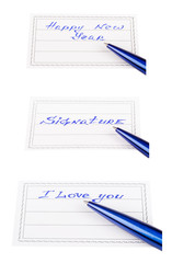 Set of a pen and badge  isolated on a white background