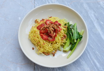 vegetarian noodle topping barbecue pork made from gluten