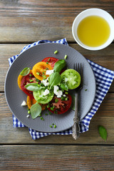 tomatoes salad with soft cheese