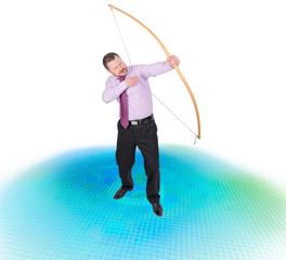Businessman practicing archery