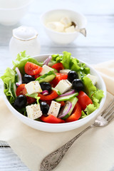fresh Greek salad in bowl