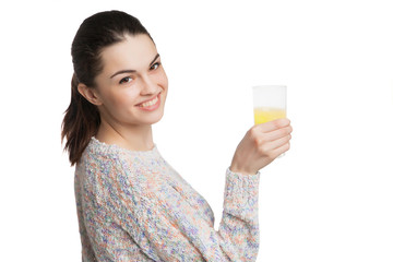 Attractive woman with a glass of juice