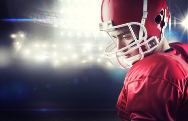 Composite image of concentrated american football player