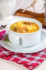 Soup with buckwheat and vegetables.