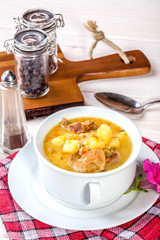 Soup with buckwheat and vegetables.