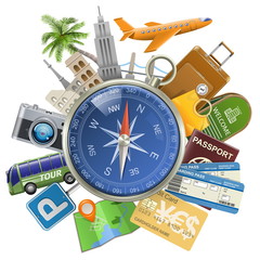 Vector Tourism Concept with Compass