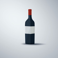 Wine bottle symbol in low poly design. Sign for restaurant