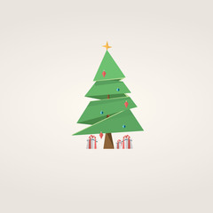 Low poly christmas tree. Holiday vector background in polygonal