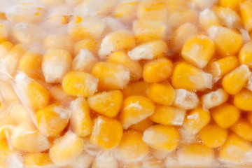 Frozen corn in a plastic bag