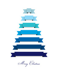 Stylized flat modern Christmas tree 2015. Ribbons decoration. Vector background.