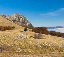 Fall landscape on Babuhan Yaila natural reserve in Crimean peninsula