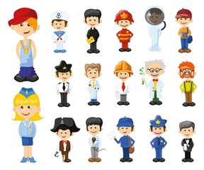 Cartoon vector characters of different professions 