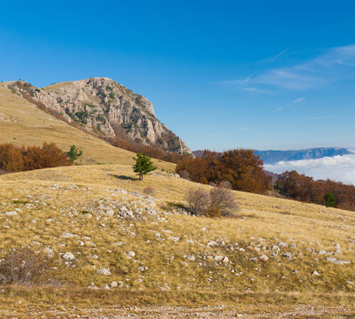 Fall landscape on Babuhan Yaila natural reserve in Crimean peninsula