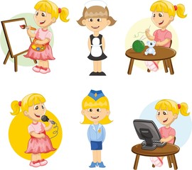 Cartoon vector characters of different professions 