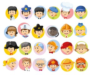 Cartoon vector characters of different professions 