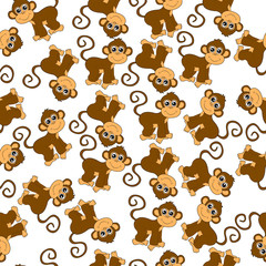 Seamless background with monkeys
