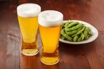 ビールと枝豆　Beer and Green soy beans