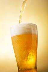 ビール　Beer into glass