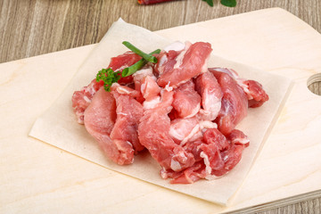 Raw pork meat pieces