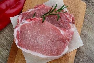 Raw pork steak